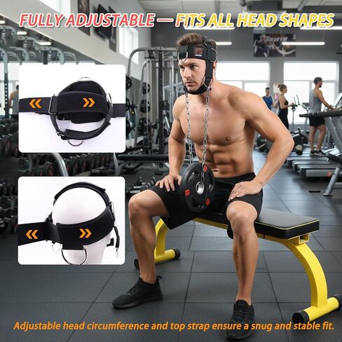 Adjustable Neck Harness for Resistance Bands & Weightlifting, Head Strap with 6 D-Rings for Multi-Directional Neck Training, Padded Chin Support for Athletes & Rehab Exercises in Saudi Arabia