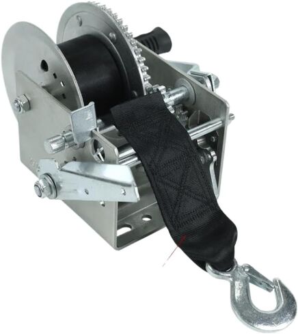 Hand Winch 2500 LBS 1125 KG with 7.3M Extra Long Synthetic Strap Webbing Compatible with Car Boat Trailer in Saudi Arabia