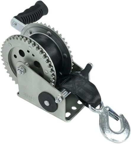 Hand Winch 2000 LBS 900 KG 6.1M Extra Long Synthetic Strap Webbing Compatible with Car Boat Trailer in Saudi Arabia