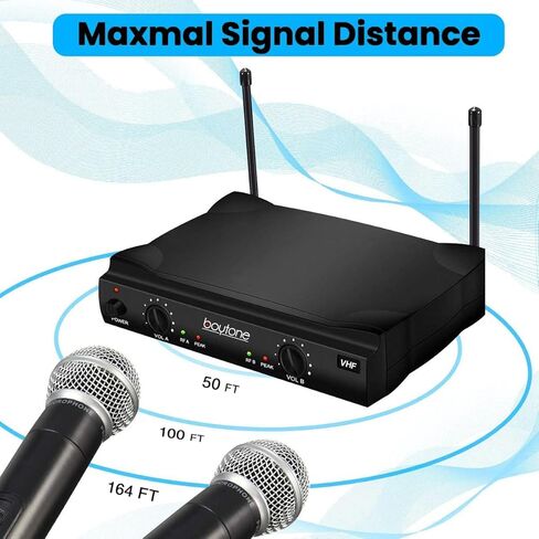 Boytone BT-42VM Dual Frequency Wireless Microphone System, 2-Channel, 174-216MHz, 15 Hours Battery Life in Saudi Arabia