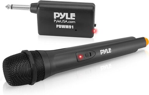 Portable VHF Wireless Microphone System - Professional Battery Operated Handheld Dynamic Unidirectional Cordless Microphone Transmitter Set w/Adapter Receiver, for PA Karaoke DJ Party - Pyle PDWM91.5 in Saudi Arabia