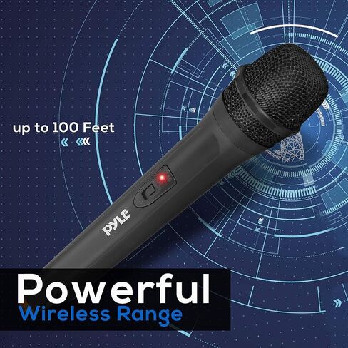 Portable VHF Wireless Microphone System - Professional Battery Operated Handheld Dynamic Unidirectional Cordless Microphone Transmitter Set w/Adapter Receiver, for PA Karaoke DJ Party - Pyle PDWM91.5 in Saudi Arabia