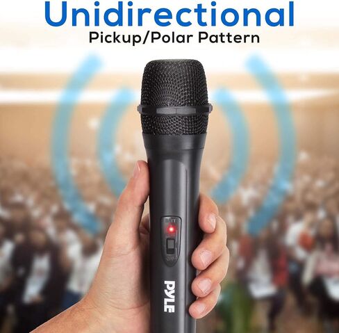 Portable VHF Wireless Microphone System - Professional Battery Operated Handheld Dynamic Unidirectional Cordless Microphone Transmitter Set w/Adapter Receiver, for PA Karaoke DJ Party - Pyle PDWM91.5 in Saudi Arabia