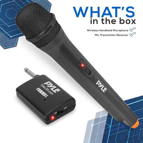 Portable VHF Wireless Microphone System - Professional Battery Operated Handheld Dynamic Unidirectional Cordless Microphone Transmitter Set w/Adapter Receiver, for PA Karaoke DJ Party - Pyle PDWM91.5 in Saudi Arabia