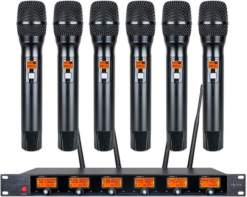 Wireless Microphone System 6-Channel Whole Metal Mic Hand-held Microphones UHF for Karaoke Wedding Party School Church in Saudi Arabia