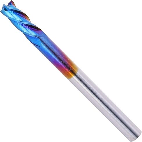 4 Flute End Mill, Tungsten Steel NanoBlue Coating CNC Straight Handle Milling Cutter, Suitable for Processing Planes, Steps, Grooves, Forming Surfaces and Cutting Off workpieces in Kuwait