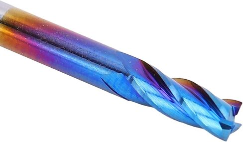 4 Flute End Mill, Tungsten Steel NanoBlue Coating CNC Straight Handle Milling Cutter, Suitable for Processing Planes, Steps, Grooves, Forming Surfaces and Cutting Off workpieces in Kuwait