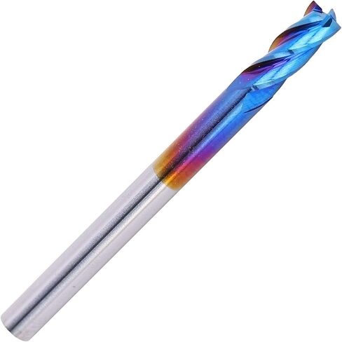 4 Flute End Mill, Tungsten Steel NanoBlue Coating CNC Straight Handle Milling Cutter, Suitable for Processing Planes, Steps, Grooves, Forming Surfaces and Cutting Off workpieces in Kuwait