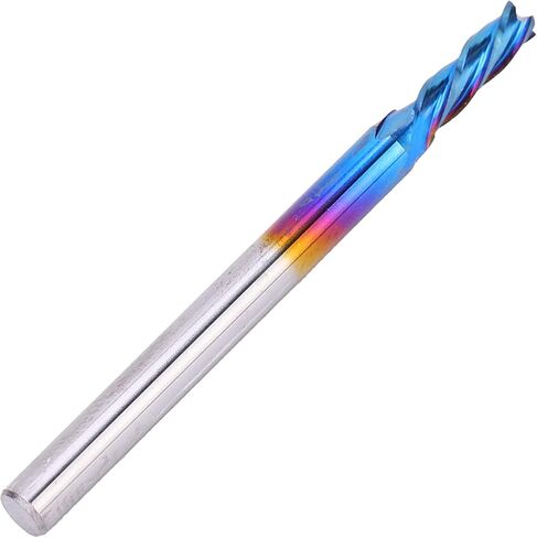 4 Flute End Mill, Tungsten Steel NanoBlue Coating CNC Straight Handle Milling Cutter, Suitable for Processing Planes, Steps, Grooves, Forming Surfaces and Cutting Off workpieces in Kuwait