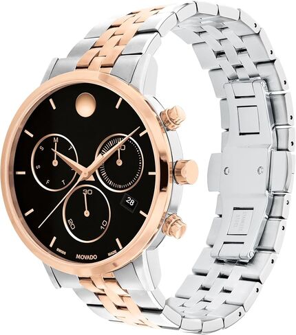 Movado Museum Classic Men's Watch - Swiss Quartz Chronograph Movement, Stainless Steel Link Bracelet - 3 ATM Water Resistance - Classic, Luxury Fashion Timepiece for Him - 42mm in Saudi Arabia