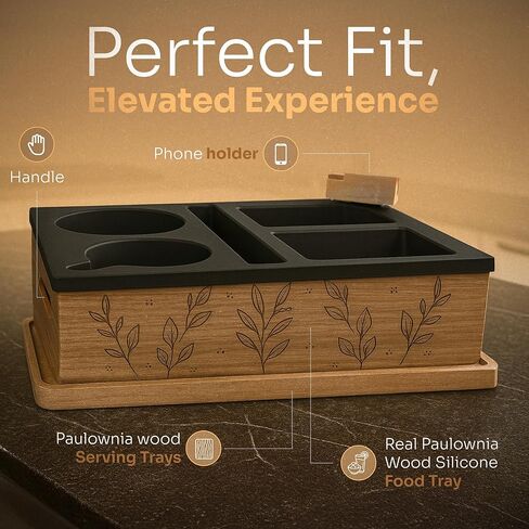 Couch Cup Holder and Serving Tray , Anti- Spill Couch Caddy , Silicone Paulownia Wood Cup Holder for Couch , Proof Couch Caddy Practical for Drinks ,Snacks, Remote Control, Rotatable Phone Holder. in Saudi Arabia