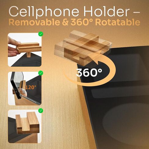 Couch Cup Holder and Serving Tray , Anti- Spill Couch Caddy , Silicone Paulownia Wood Cup Holder for Couch , Proof Couch Caddy Practical for Drinks ,Snacks, Remote Control, Rotatable Phone Holder. in Saudi Arabia