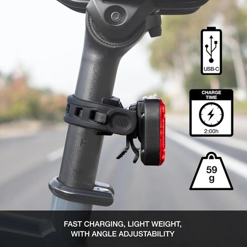 NiteRider Vmax+ 180 Alto Taillight Brake Sensing USB-C القابلة لإعادة الشحن Lumen Bike Light ضوء النهار القوي المرئي LED الضوء الخلفي للتنقل في مدينة الطريق ركوب الدراجات السلامة مقاومة للماء، لون واحد in Saudi Arabia