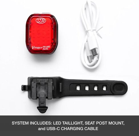 NiteRider Vmax+ 180 Alto Taillight Brake Sensing USB-C القابلة لإعادة الشحن Lumen Bike Light ضوء النهار القوي المرئي LED الضوء الخلفي للتنقل في مدينة الطريق ركوب الدراجات السلامة مقاومة للماء، لون واحد in Saudi Arabia