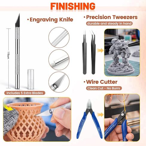 50pcs 3D Printer Tool Kit & Accessories – Nozzle Cleaning Tools, Scrapers, Files, Wire Cutter, Craft Knife, Tube Cutter, Wrench & Tweezers – Complete Starter Kit with Tool Bag for Cleaning & Finishing in Kuwait