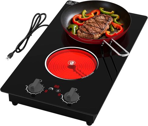 Cooktop الكهربائي ، أعلى الموقد 110 فولت 2100W ، كونترتوب ومدمج 2 الموقد ، طاقة 9 سرعات ، قفل سلامة الطفل ، الموقت ، المقبض والمكافحة اللمس 2 الموقد الكهربائي in Kuwait