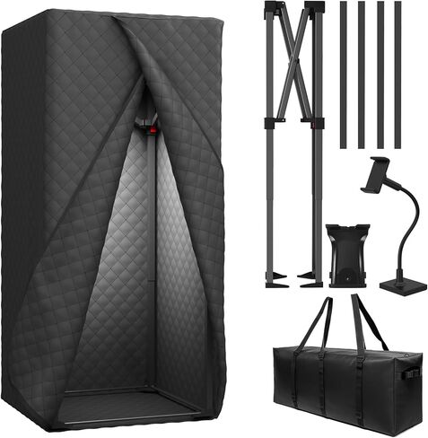 حجرة تسجيل محمولة – حجرة تسجيل منزلية عازلة للصوت للتعليقات الصوتية والبودكاست والموسيقى، حجرة صوتية خالية من الصدى مع حقيبة سفر in Kuwait