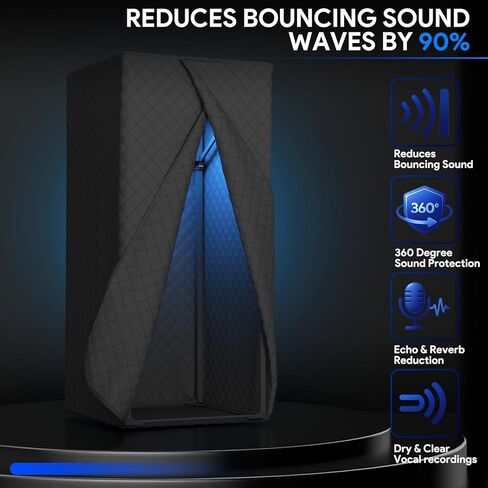 حجرة تسجيل محمولة – حجرة تسجيل منزلية عازلة للصوت للتعليقات الصوتية والبودكاست والموسيقى، حجرة صوتية خالية من الصدى مع حقيبة سفر in Kuwait
