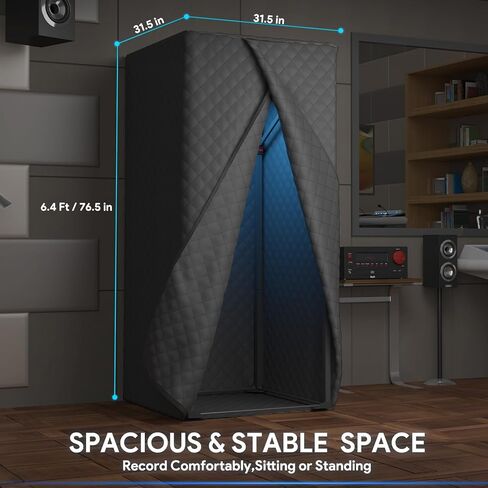 حجرة تسجيل محمولة – حجرة تسجيل منزلية عازلة للصوت للتعليقات الصوتية والبودكاست والموسيقى، حجرة صوتية خالية من الصدى مع حقيبة سفر in Kuwait