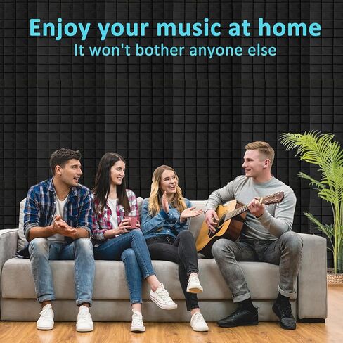 4 ألواح إسفنجية صوتية مقاس 48 بوصة × 24 بوصة × 2 بوصة - ألواح حائط رغوية عازلة للصوت عالية الكثافة لتقليل الضوضاء، وجدران الاستوديو، والمسرح المنزلي والمكتب (أسود 4 عبوات، 48 بوصة × 24 بوصة × 2 بوصة) in Kuwait