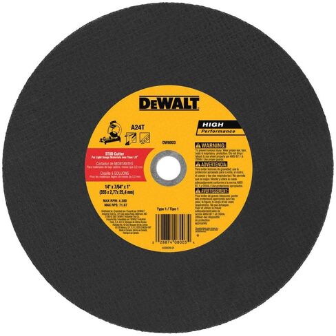 DeWalt DW8003 14 x 3/32 x 7/64 x 1 Stud Cutter Chop Saw Wheel, Light Metal in Saudi Arabia