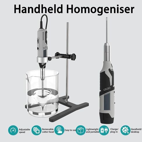Laboratory Digital High Shear Homogenizer Handheld high-Speed homogenizer, Laboratory Cell Tissue, 6 Gears Adjustable, dispersing emulsifier,for Food,Medicine, Cosmetics,Charging in Kuwait