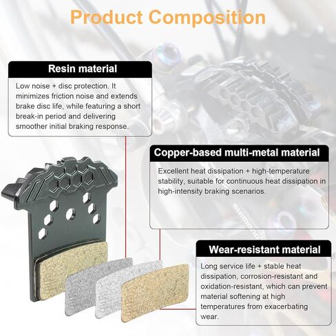 Chooee J05A-RF Bike Brake Pads,2 Pairs Disc Brake Pads for Shimano J04C J05A G05A G04S J02A J03A,Polymetallic Bicycle Brake Pads for Shimano XT XTR SLX Deore Brake Pad in Saudi Arabia