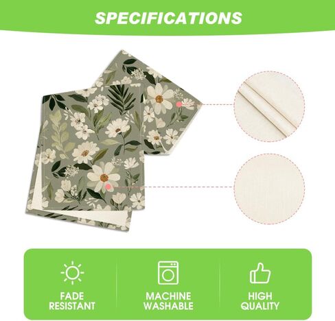 Artoid Mode Olive Green Daisy Flowers 210 GSM Spring Table Runner, Seasonal Summer Kitchen Dining Table Decoration for Home Party Decor 13x72 Inch in Saudi Arabia