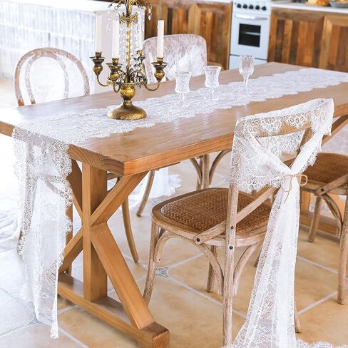 1 Pcs White Lace Table Runner 14 x 120 Inch Vintage Rustic Table Runner for Wedding Bridal Shower Baby Shower Party Decorations Embroidered Boho Lace Table Cloth Runners in Saudi Arabia