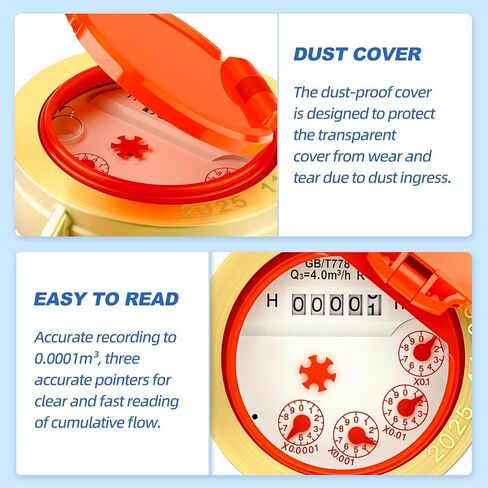 MEANLIN MEASURE 1/2" NPT Couplings Water Meter Gallon Hot Water Meter for Garden or Home, 15MM Measuring in Cubic Meter, Single-Jet Horizontal Install in Saudi Arabia