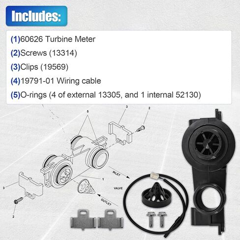 FL60626 3/4" Electronic Turbine Meter Assembly Dual Port Replacement for Fleck 5000SE 5600SE 2510SE 8500SE 9000SXT 9100SXT Water Softeners, w/Clip & Screw & Flow Meter Cable FL60626 60626 in Saudi Arabia