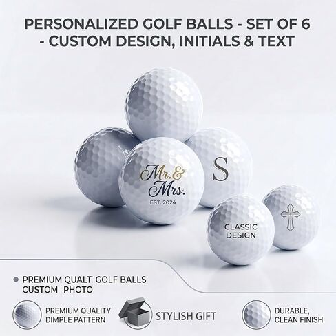 Pack of 6 Personalized Golf Balls, Customized with Picture, Logo, Text, Customized Gift for Golfers, Dads, Boyfriend, Husband, Grandfather, Groomsmen in Saudi Arabia