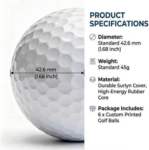 Pack of 6 Personalized Golf Balls, Customized with Picture, Logo, Text, Customized Gift for Golfers, Dads, Boyfriend, Husband, Grandfather, Groomsmen in Saudi Arabia