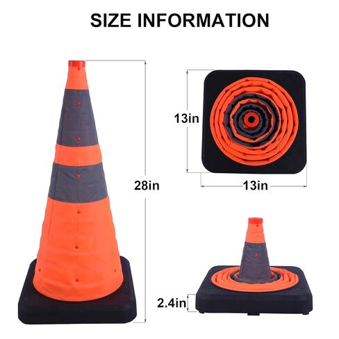 OrangeStar 4-Pack مخاريط أمان 28 بوصة مخاريط مرورية قابلة للطي، مخاريط بناء مواقف سيارات منبثقة برتقالية مع أطواق عاكسة لمواقف السيارات وأعمال الطرق in Kuwait