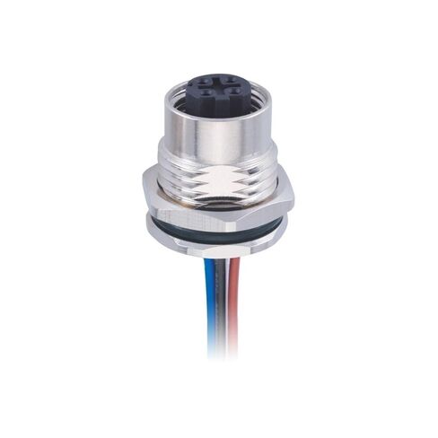 M12 Sensor Connector 4 pin D-Code Board end Female Socket Front Lock Welding with line Type Aviation in Kuwait
