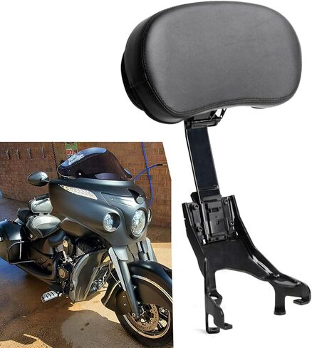 PANICAL Motorcycle for Indian 2014-2025 Travel Series Knight Backrest Accessories Paired with white stitching Silver Mushroom Rivets (Black) in Saudi Arabia