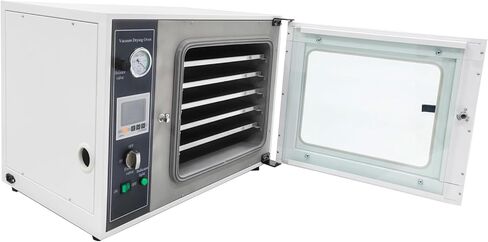 فرن تجفيف الفراغ الرقمي 1.9 قدم مكعب للتحكم في درجة الحرارة فرن معالجة حرارية لتجفيف المختبر الصناعي مع 5 طبقات، 110 فولت، 1400 وات in Kuwait