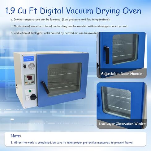 فرن تجفيف الفراغ الرقمي، 1.9 قدم مكعب للتحكم في درجة الحرارة، فرن تجفيف حراري للمختبر الصناعي، 110 فولت، 1400 وات in Kuwait