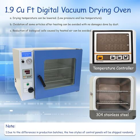 فرن تجفيف الفراغ الرقمي، 1.9 قدم مكعب للتحكم في درجة الحرارة، فرن تجفيف حراري للمختبر الصناعي، 110 فولت، 1400 وات in Kuwait