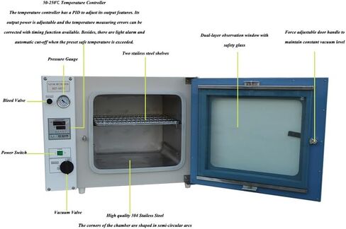 فرن تجفيف الفراغ الرقمي، 1.9 قدم مكعب للتحكم في درجة الحرارة، فرن تجفيف حراري للمختبر الصناعي، 110 فولت، 1400 وات in Kuwait