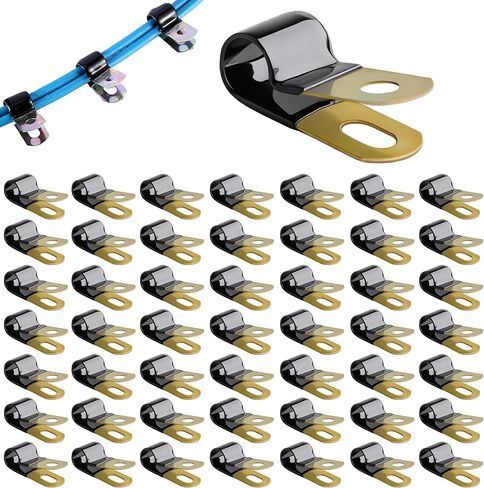 50 Pcs 1/4 Inch Galvanized Steel Cable Clamps Vinyl Coated Wire Clamps for Cables with Rubber Cushioned Tubing Mounting Clips 6mm Fasteners for Tube Lines Cord Installation in Kuwait