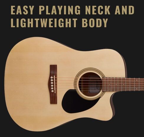 Gretsch Prelude D100CE Dreadnought Cutaway Acoustic/Electric Guitar, Beginner Guitar, Natural/Black in Saudi Arabia