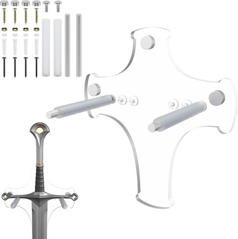 Sword Wall Mount Stand Acrylic Sword Holder Adjustable Medieval Dagger Display Rack Axe Wall Hanger for Vertical Weapon Display and Home Decoration (Transparent Clear) in Kuwait