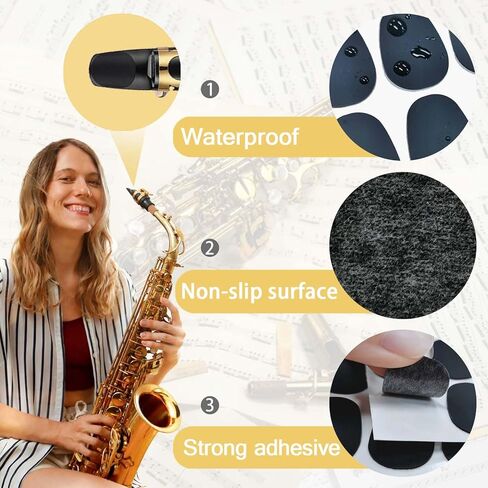 96 قطعة من وسادات الساكسفون بسمك 0.8 مم ووسادة لسان الكلارينيت، لاصق قوي من المطاط على شكل بيضاوي، مناسب للموسيقيين المبتدئين - أسود in Kuwait