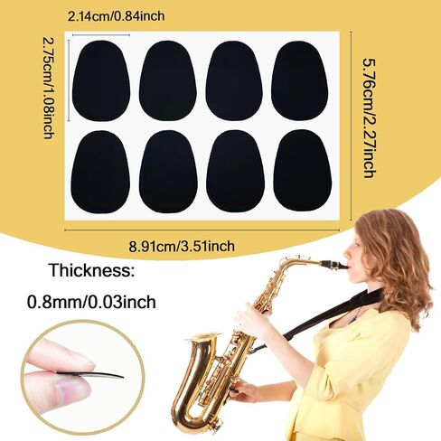 96 قطعة من وسادات الساكسفون بسمك 0.8 مم ووسادة لسان الكلارينيت، لاصق قوي من المطاط على شكل بيضاوي، مناسب للموسيقيين المبتدئين - أسود in Kuwait