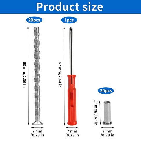 20 مجموعة من براغي مقابض الخزانة، M4x60mm طول قابل للتعديل، استبدال مسامير مقبض الباب الطويل، برغي توصيل مسمار مقبض الباب والأكمام لأقفال الأبواب، ومشابك المقابض in Kuwait