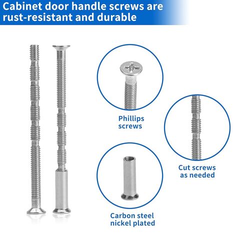 20 مجموعة من براغي مقابض الخزانة، M4x60mm طول قابل للتعديل، استبدال مسامير مقبض الباب الطويل، برغي توصيل مسمار مقبض الباب والأكمام لأقفال الأبواب، ومشابك المقابض in Kuwait