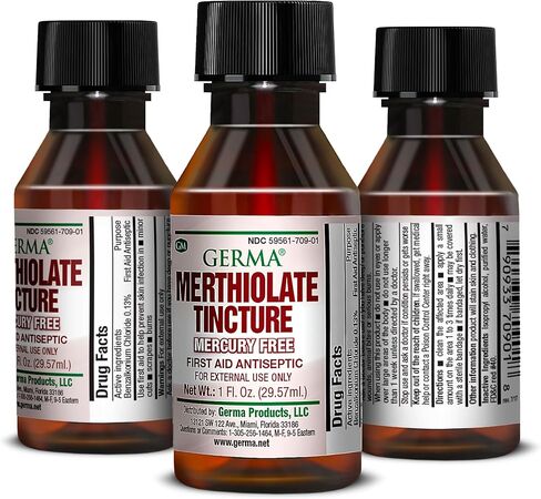 Germa Merthiolate Tincture - 1 oz - Mercury-Free First Aid Antiseptic for Minor Cuts and Scrapes in Kuwait
