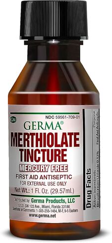 Germa Merthiolate Tincture - 1 oz - Mercury-Free First Aid Antiseptic for Minor Cuts and Scrapes in Kuwait