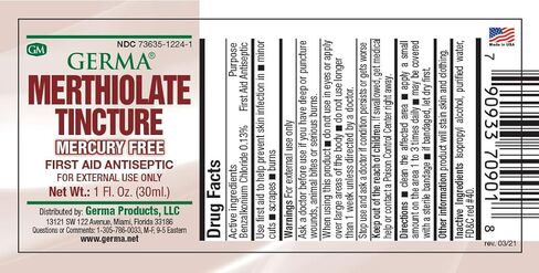 Germa Merthiolate Tincture - 1 oz - Mercury-Free First Aid Antiseptic for Minor Cuts and Scrapes in Kuwait